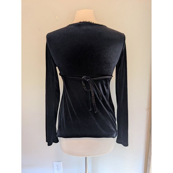 Express Small Black Velvet Top Fairy Grunge Witchy - Picture 2 of 3